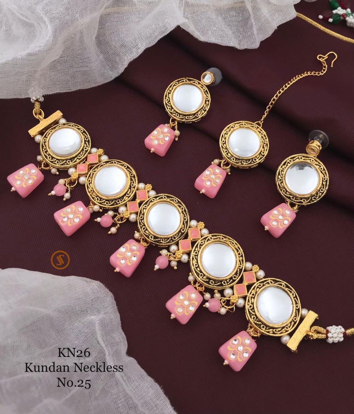 KN26 Kundan Necklace Designer Kundan Set Wholesale Price In Surat
